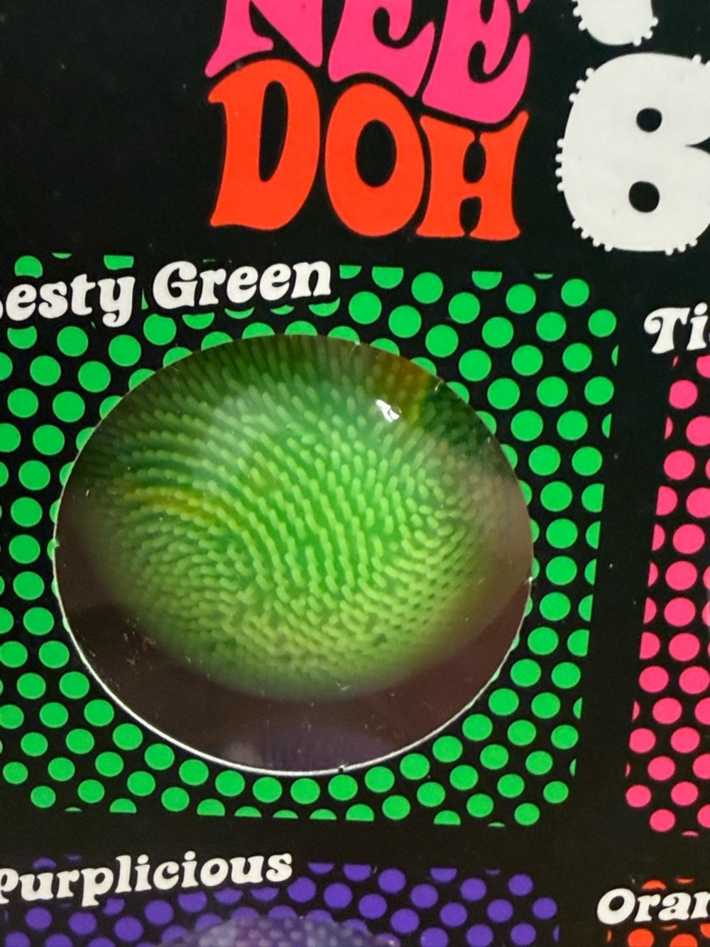 Teenie Nee Doh Fuzz Ball Kids Sensory Toy - Green & Pink & Purple & Orange - Picture 2 of 6